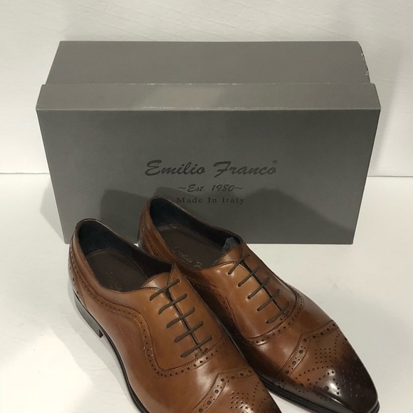 Emilio Franco shoes captoe cognac oxford Italian - Picture 1 of 4